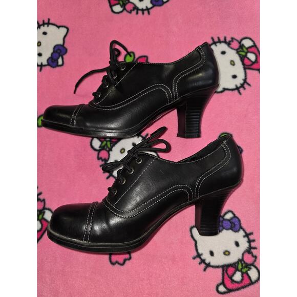 Vintage Y2K Mudd Floppy Chunky Black Lace Up 3 Inch Heels Size 7.5 - Picture 8 of 8